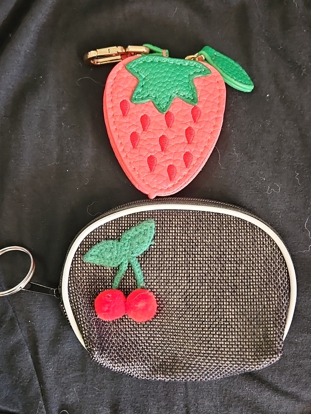 Strawberry Keychain Coin Holder and Cherry Coin Pouch